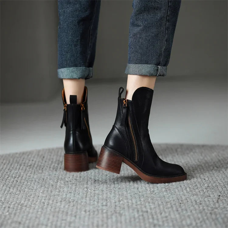 SIONNE - BOTTINES EN CUIR VÉRITABLE