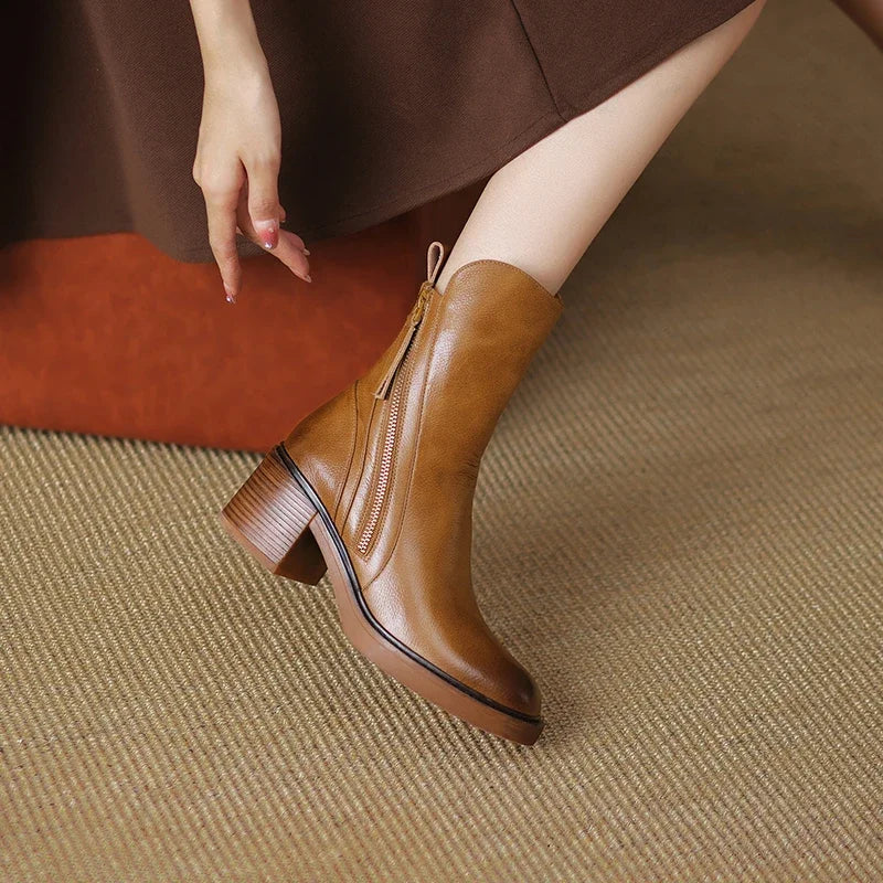 SIONNE - BOTTINES EN CUIR VÉRITABLE