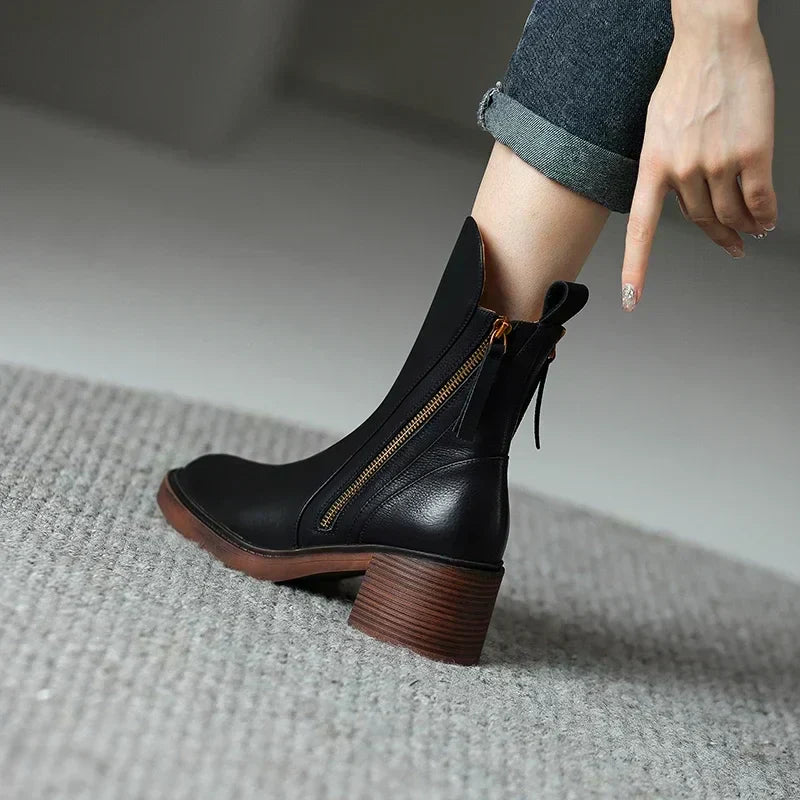 SIONNE - BOTTINES EN CUIR VÉRITABLE