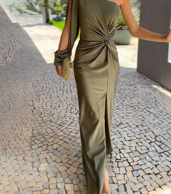 Alisa Robe longue de luxe à une épaule pour femme