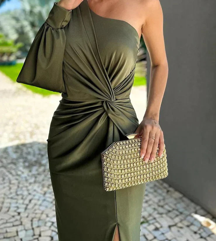 Alisa Robe longue de luxe à une épaule pour femme