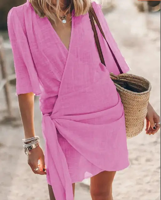 Angélin™ | Robe en lin avec décolleté en V