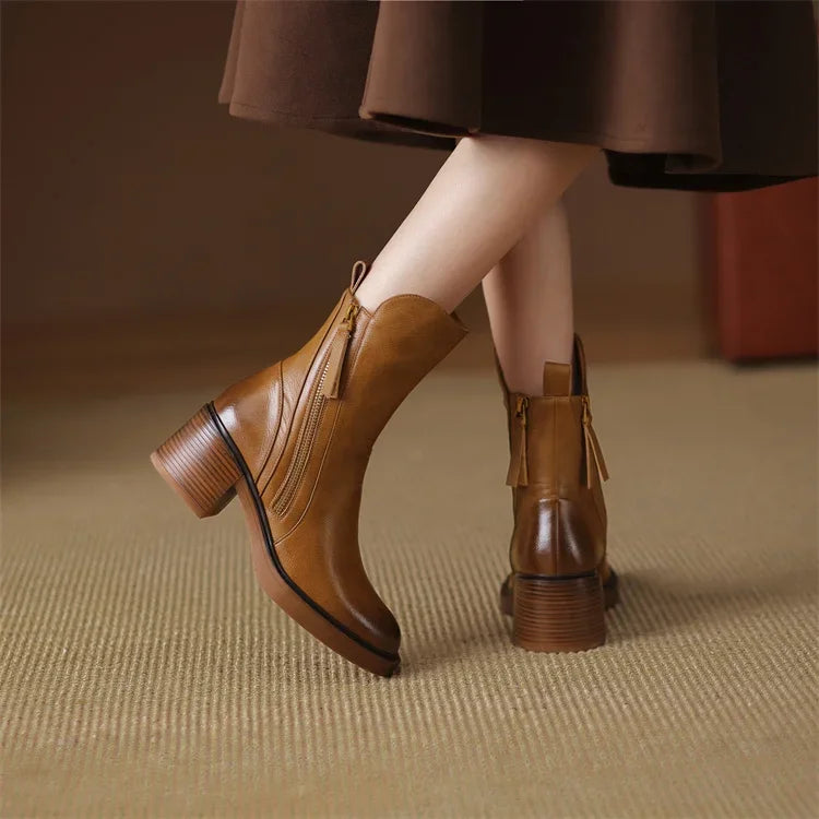 SIONNE - BOTTINES EN CUIR VÉRITABLE