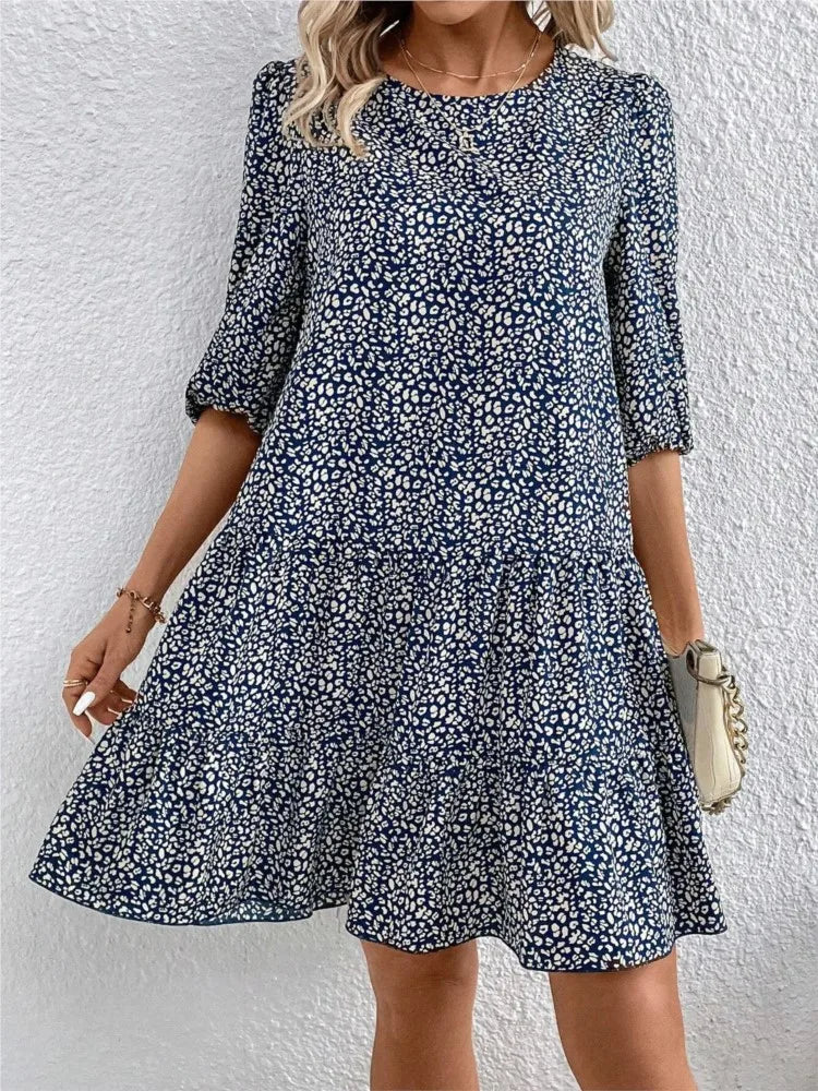 Inès | Robe florale ajustée et évasée