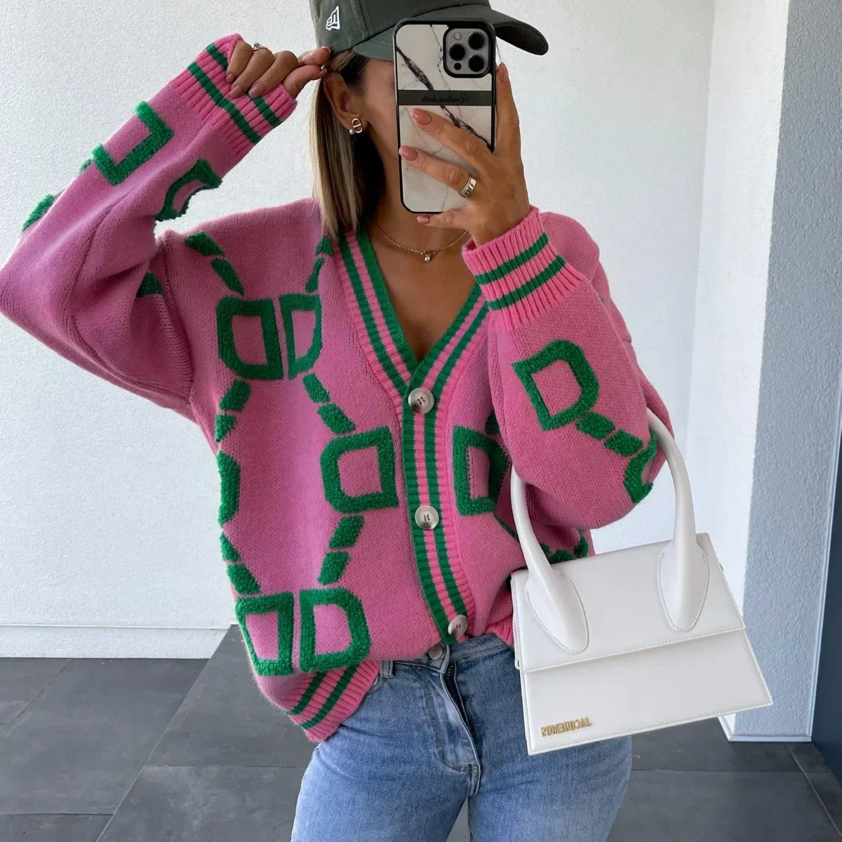 Nanette | Cardigan tendance au design géométrique