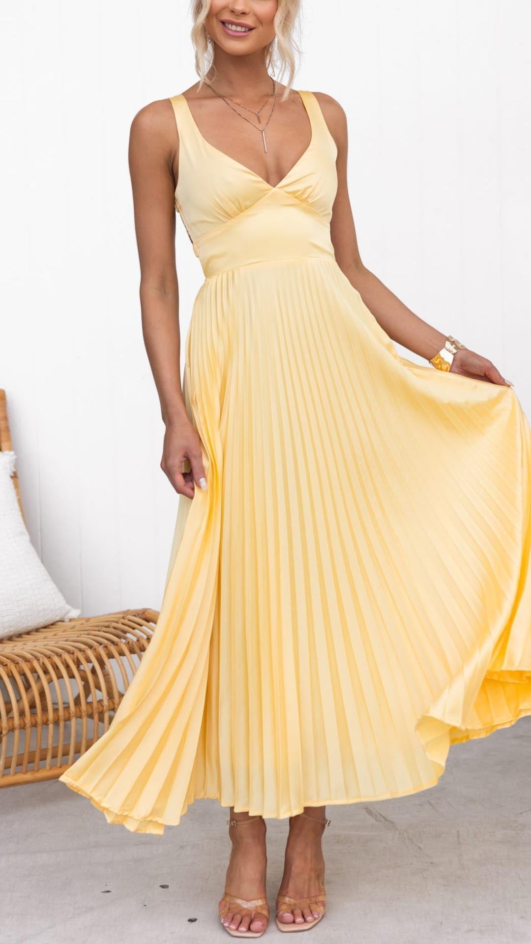 CERISE - ROBE LONGUE ÉLÉGANTE PLISSÉE