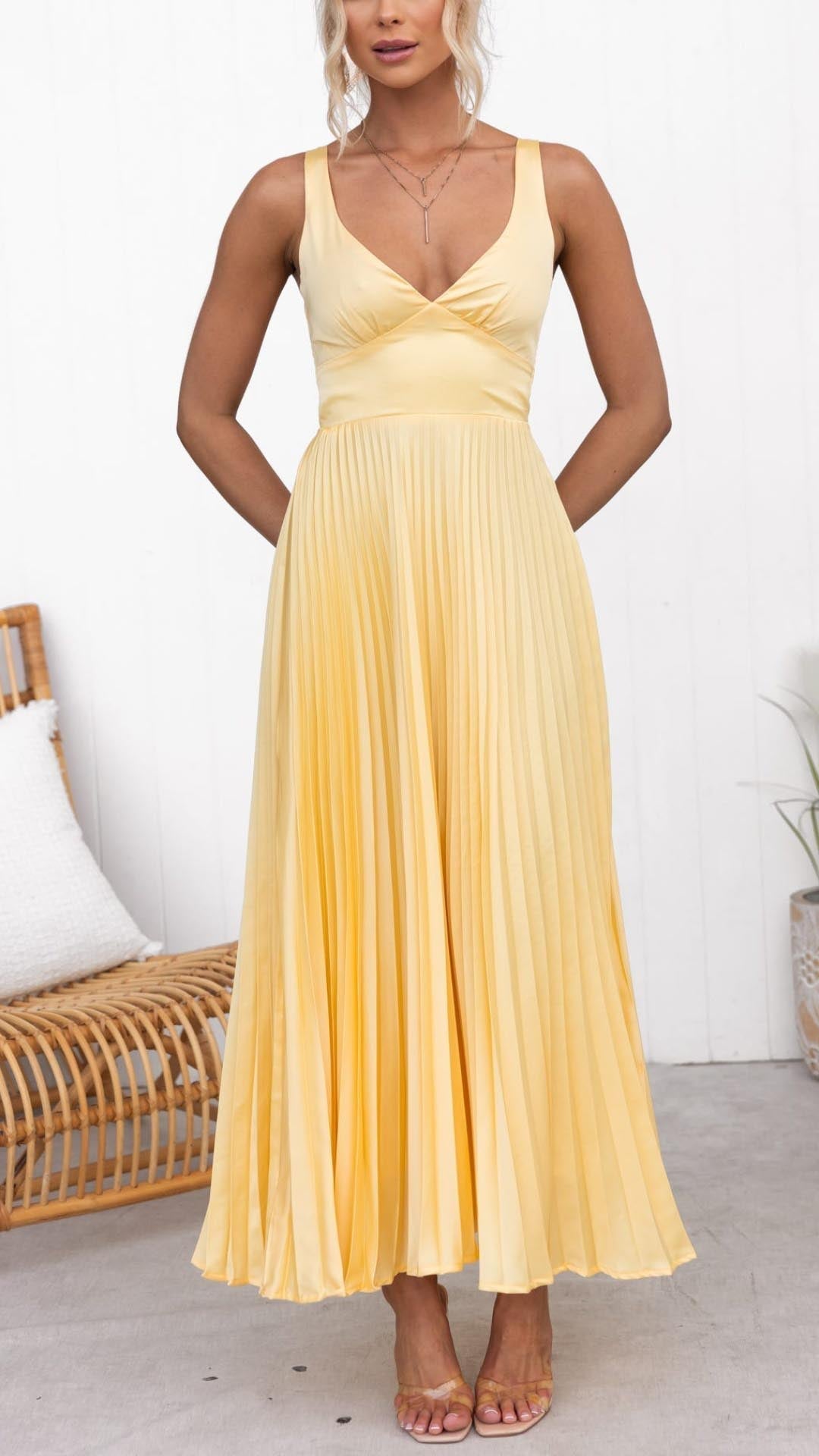 CERISE - ROBE LONGUE ÉLÉGANTE PLISSÉE