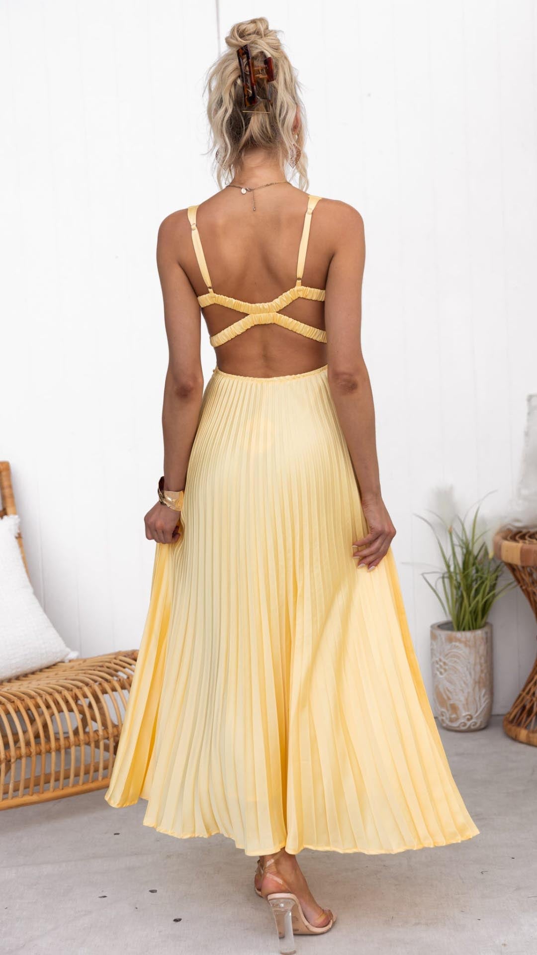 CERISE - ROBE LONGUE ÉLÉGANTE PLISSÉE