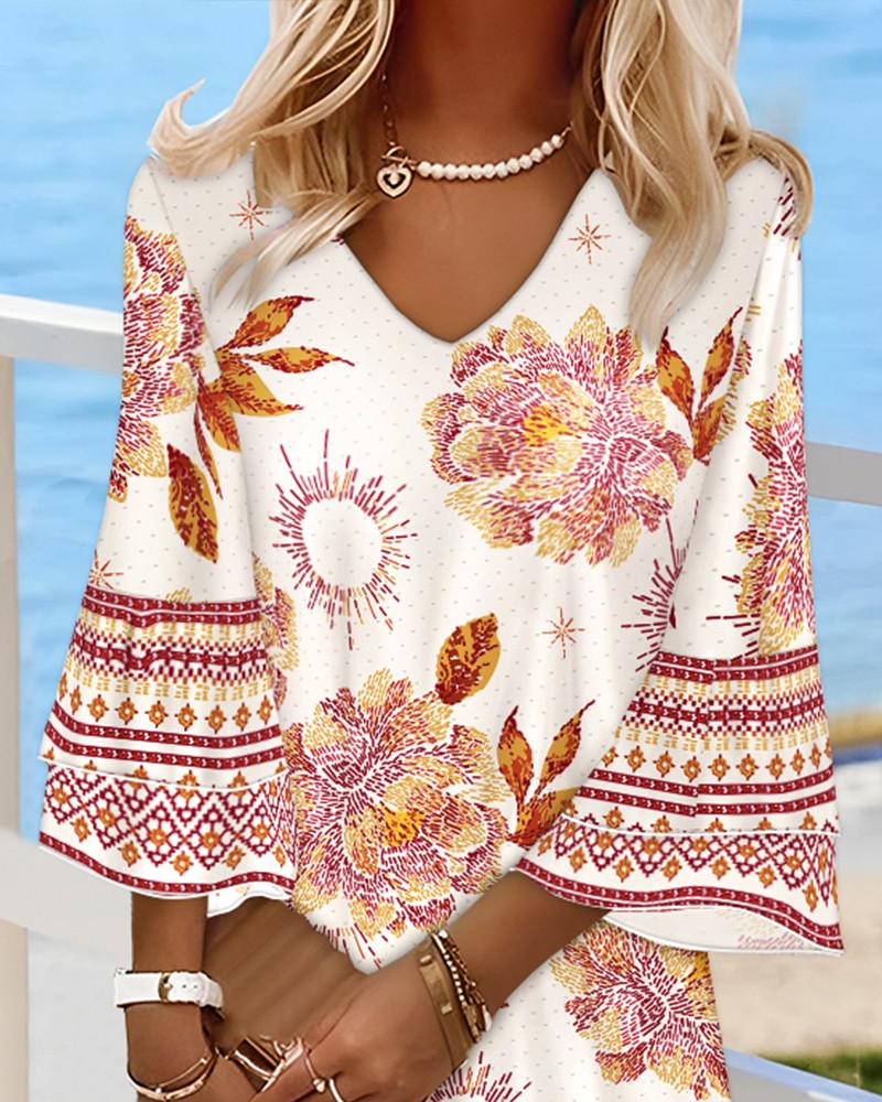 Cher Mini-robe unique à manches longues et imprimé floral