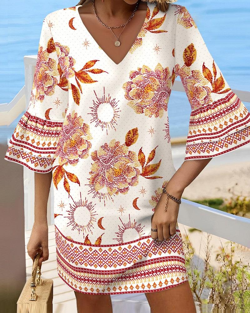 Cher Mini-robe unique à manches longues et imprimé floral