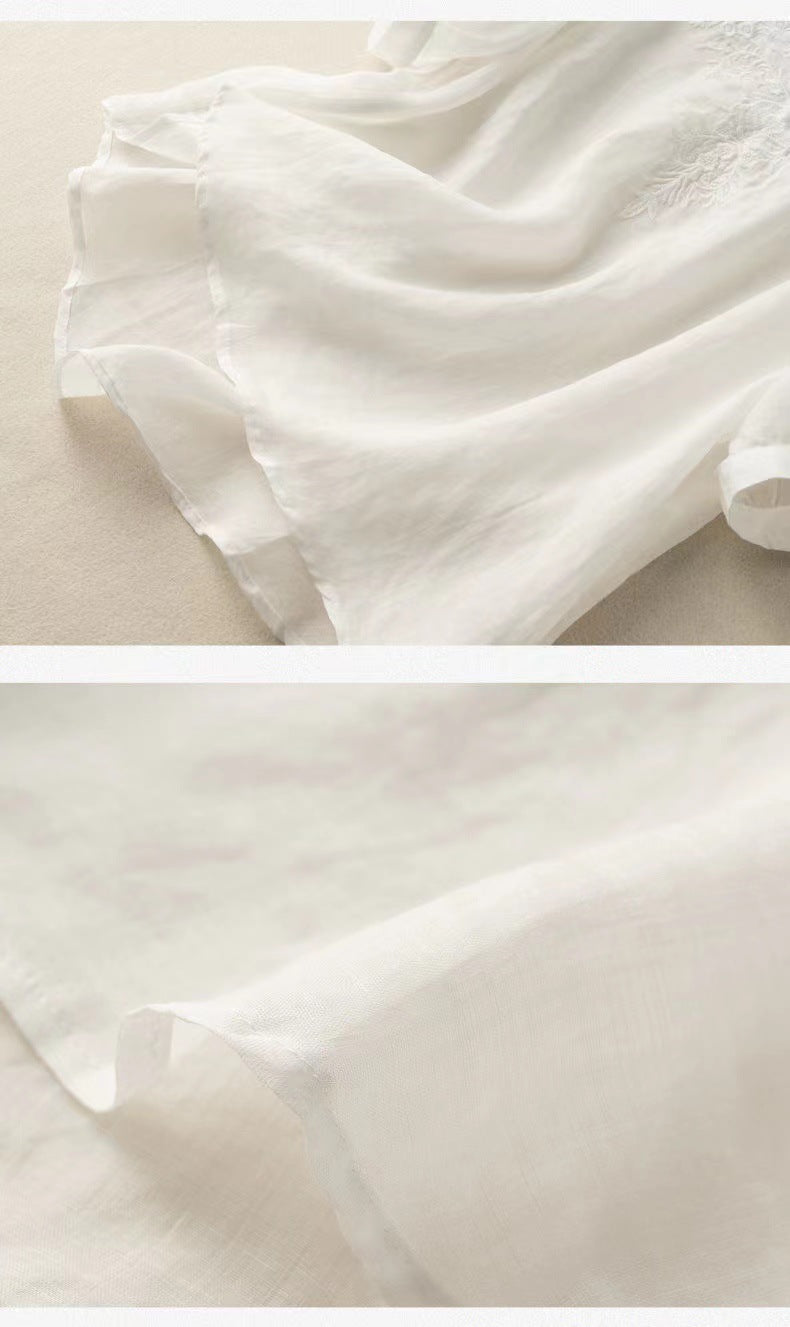 Ilona™ | Chemise col V brodée