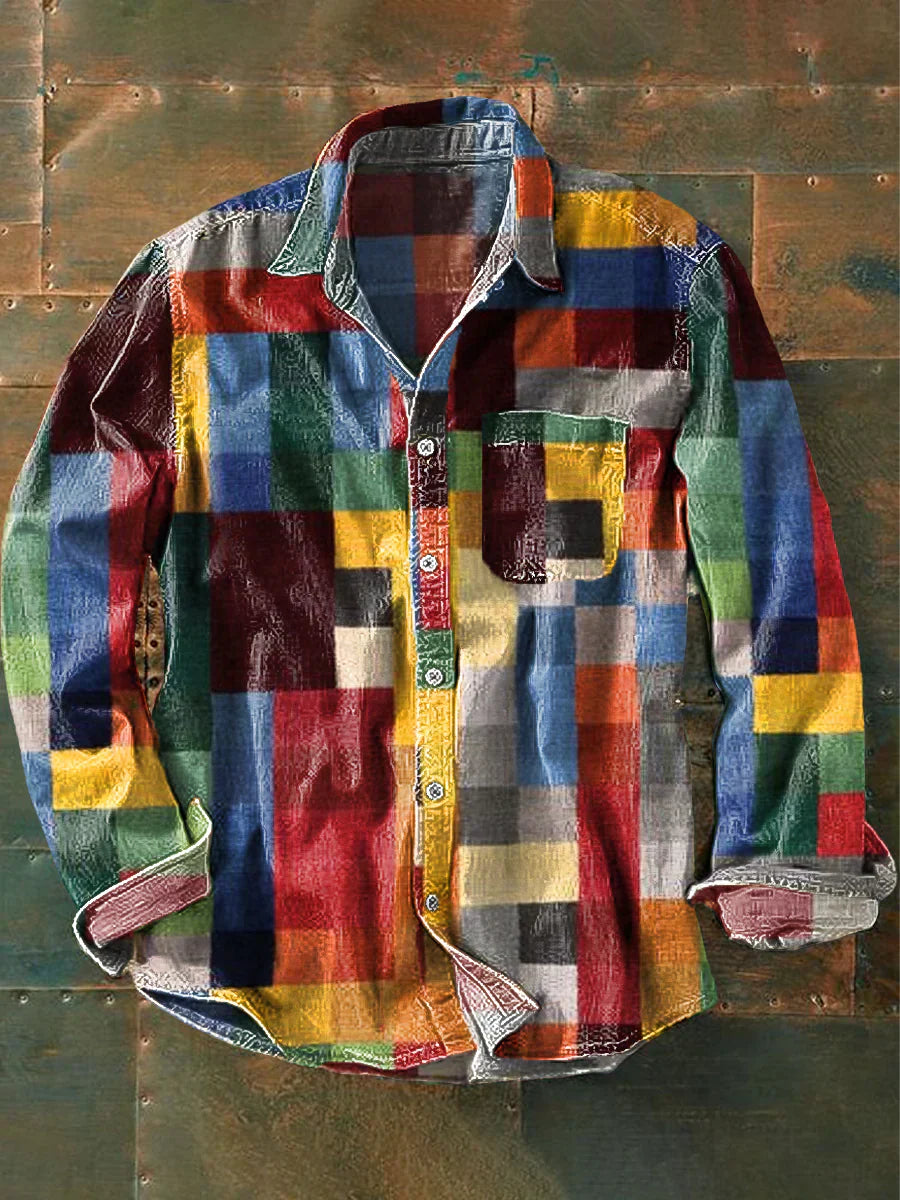 Léo – Chemise Vintage à Carreaux avec Revers et Poches