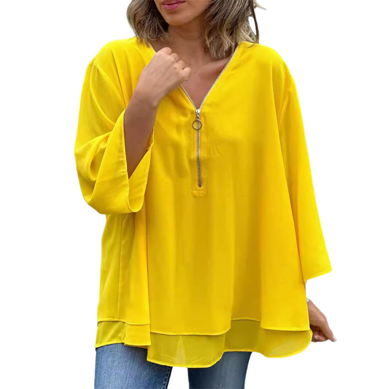 Heidi™ - Haut doublé lisse à col en V