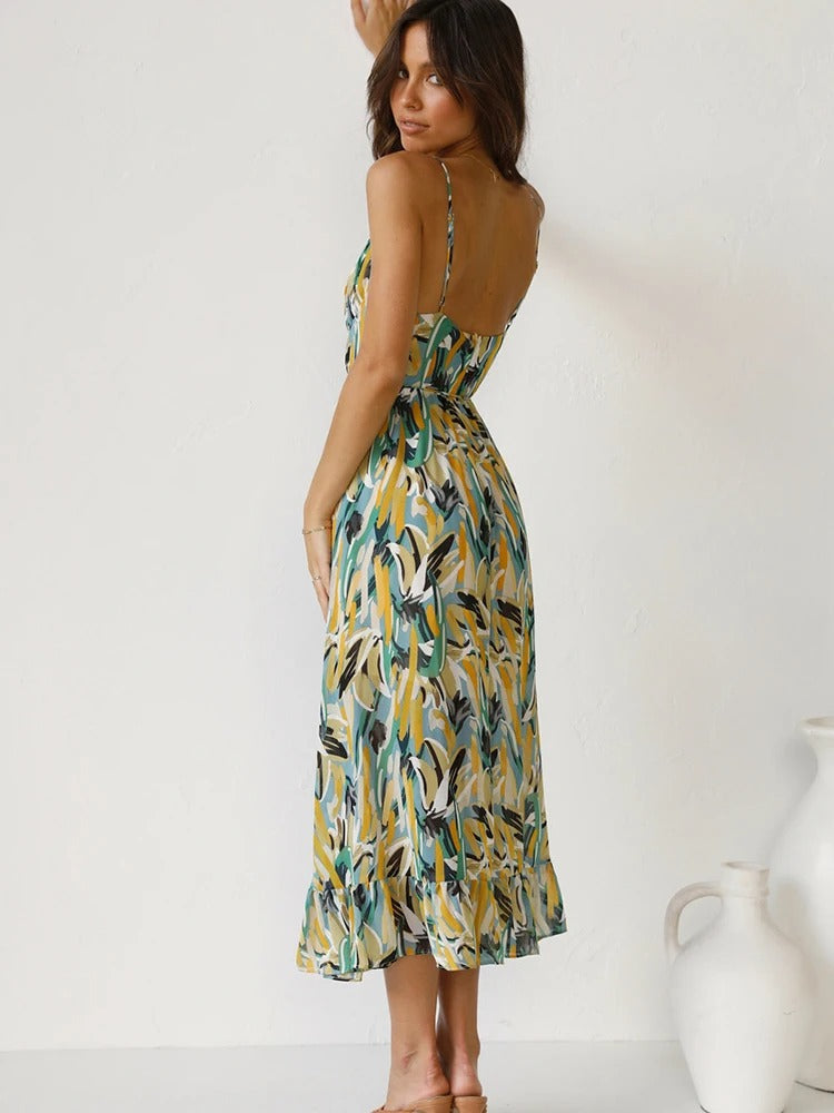 EDEN – ROBE LONGUE À BRETELLES FLEURIE