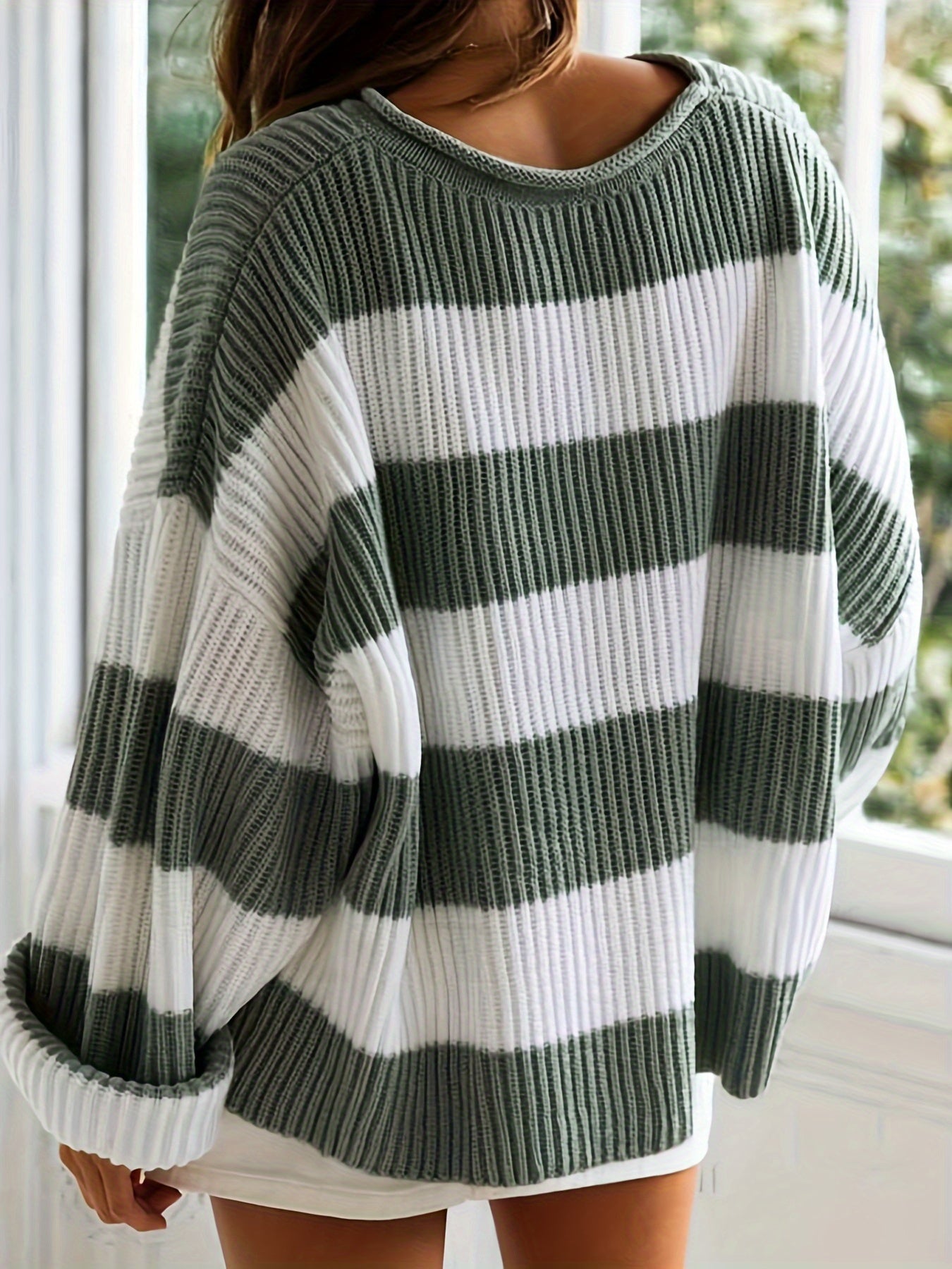 Mathilde | Pull tricoté à col rond et rayures