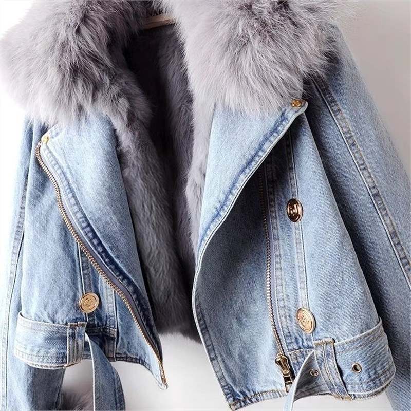 Celeste™ | Veste en jean biologique avec fourrure artificielle