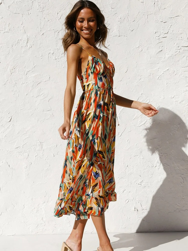 EDEN – ROBE LONGUE À BRETELLES FLEURIE