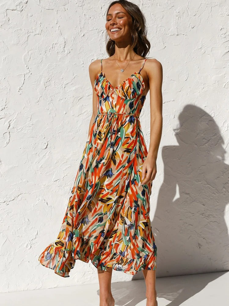EDEN – ROBE LONGUE À BRETELLES FLEURIE