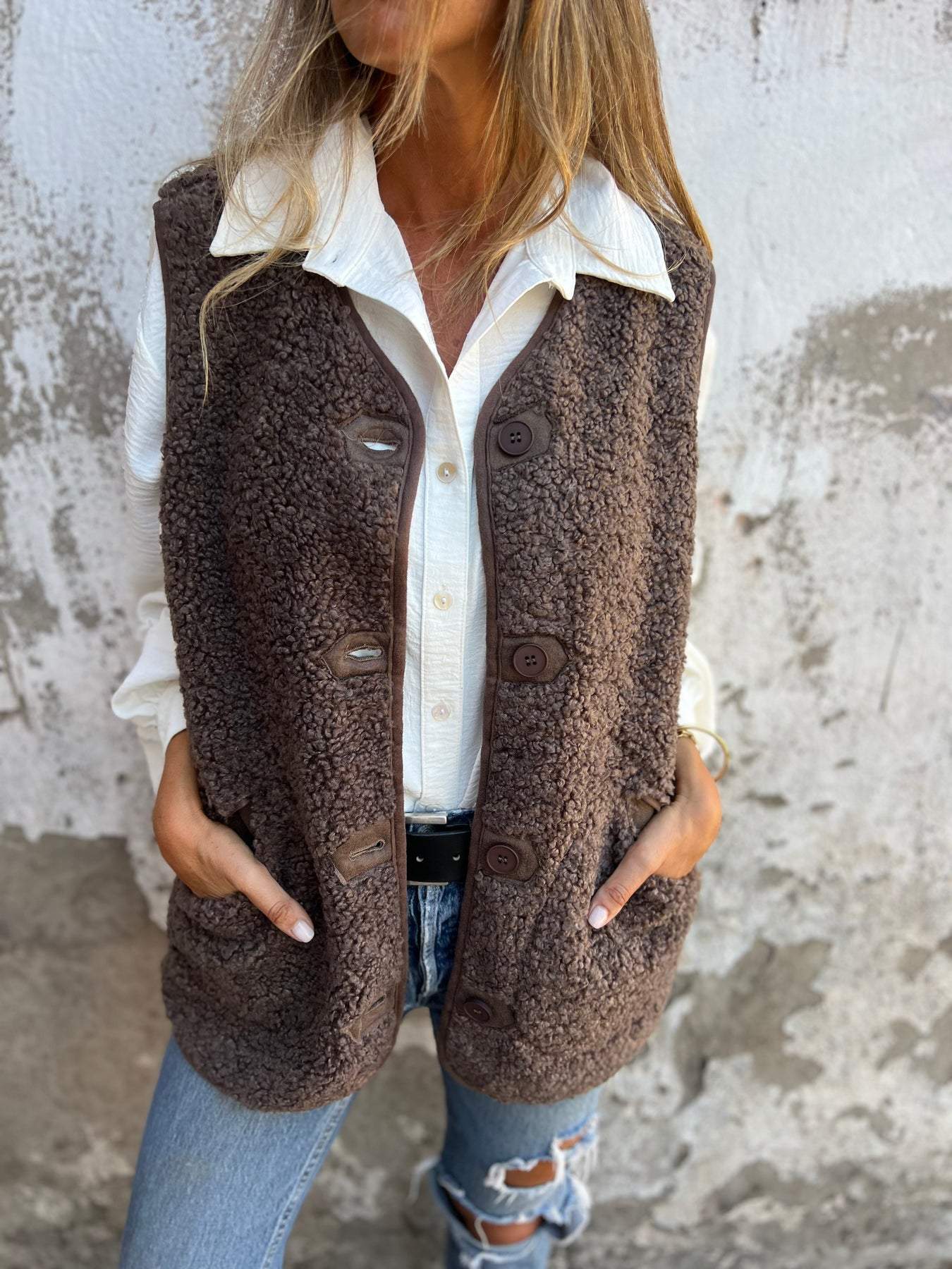Vyera™ | Gilet femme court et chaud avec boutons