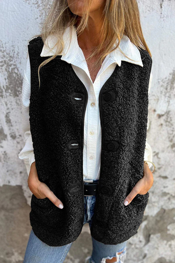 Vyera™ | Gilet femme court et chaud avec boutons