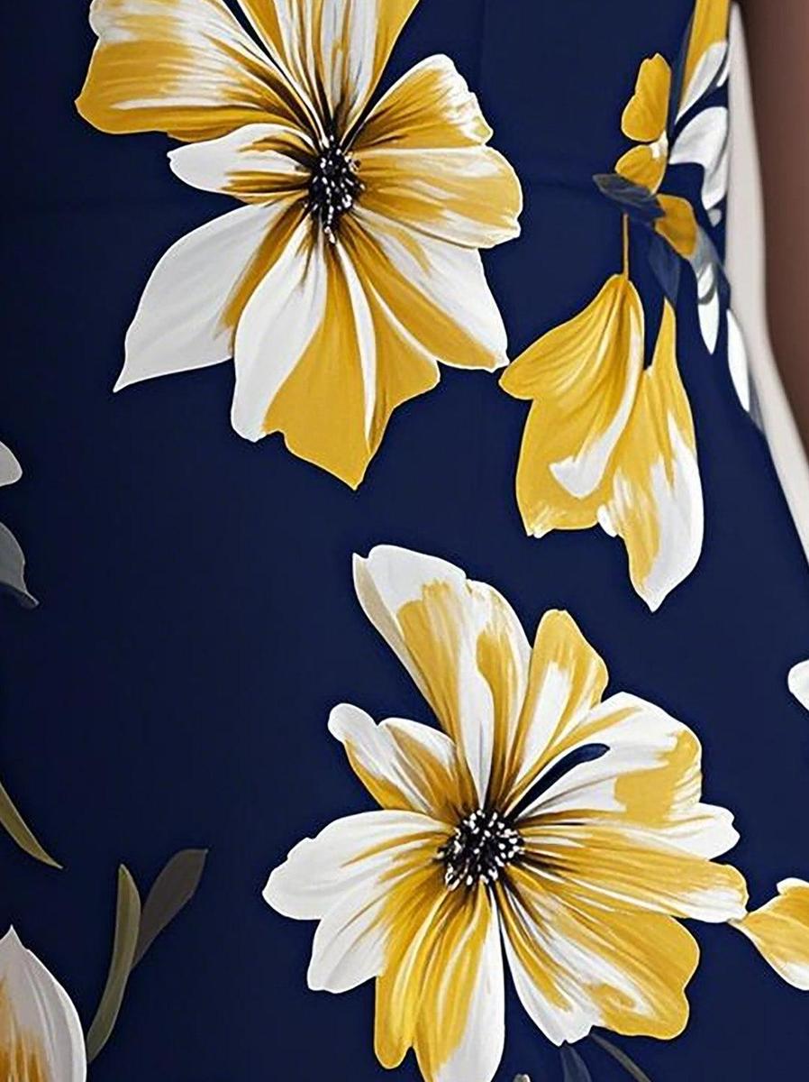 Robe longue élégante sans manches à imprimé floral