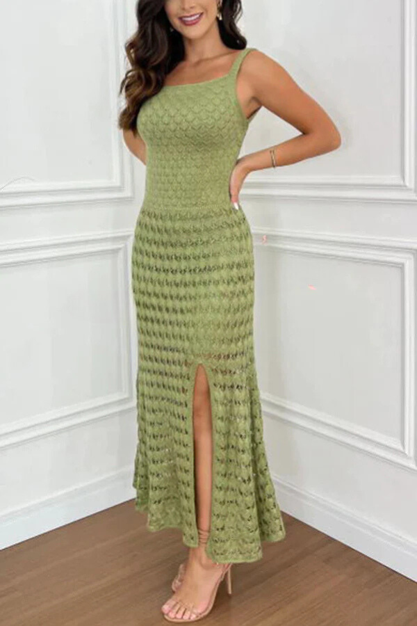ALEXIA - ROBE LONGUE EN MAILLE DÉCOUPÉE