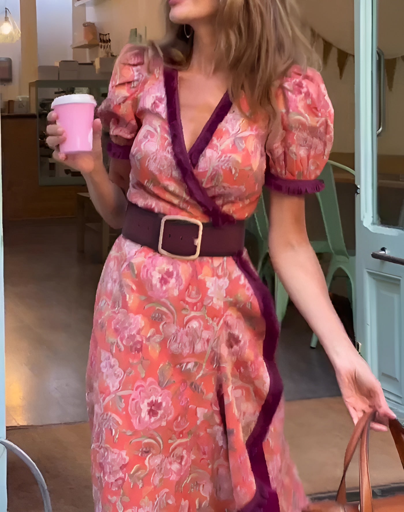 CRISTINE - TENUE LONGUE ROSE ROMANTIQUE