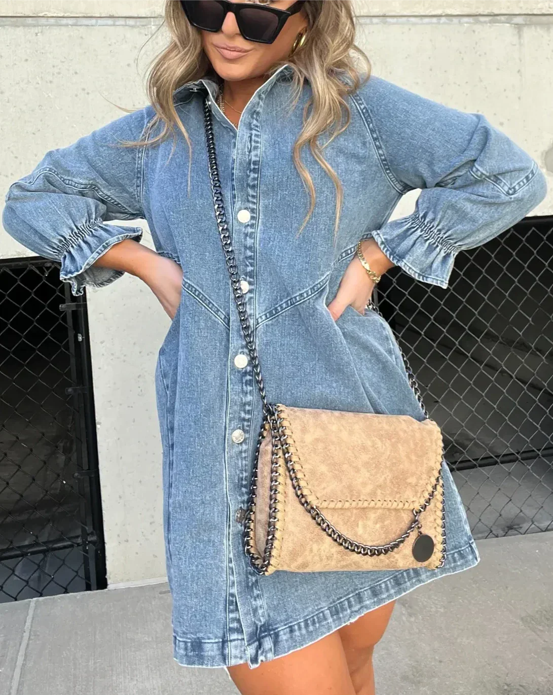 Downtown - Denim Dress with Long Sleeves