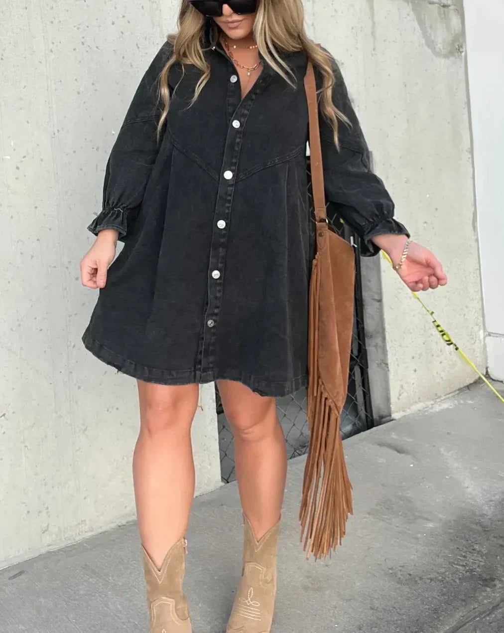 Downtown - Denim Dress with Long Sleeves