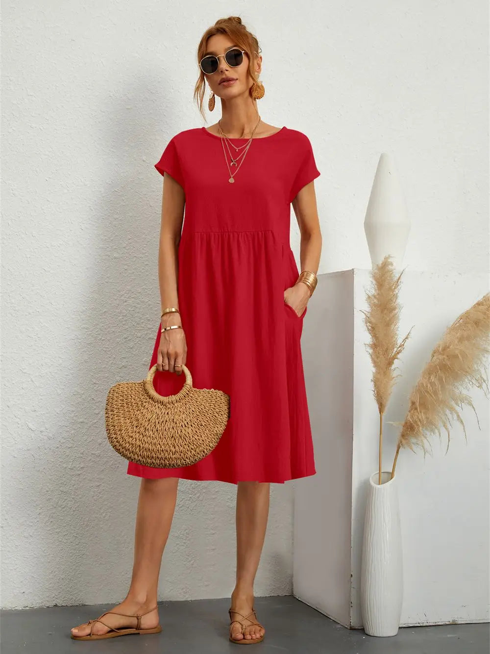 Sage – Robe décontractée à poches