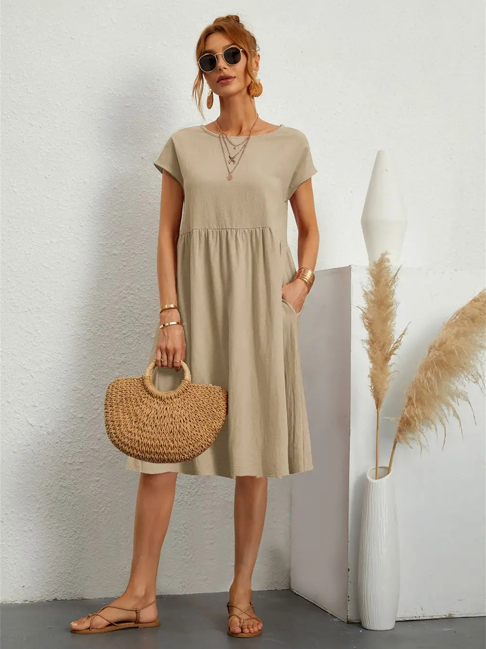 Sage – Robe décontractée à poches