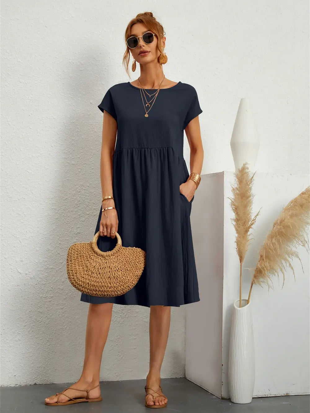 Sage – Robe décontractée à poches