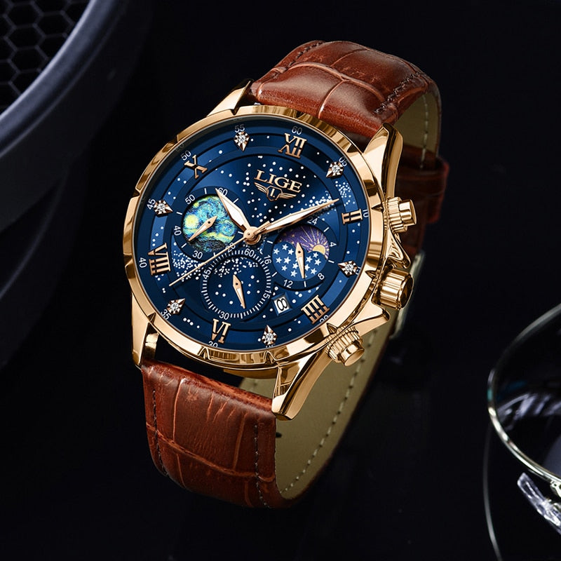 Montre élégante avec phases de lune