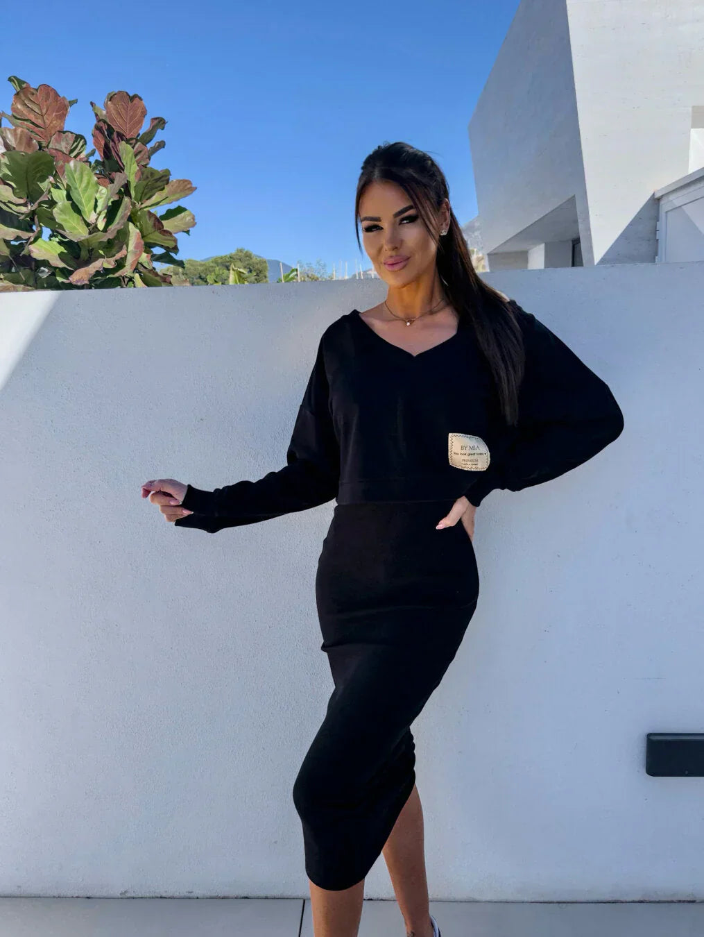 LARISA – ROBE AVEC SURPIÈCE EN MAILLE DOUCE