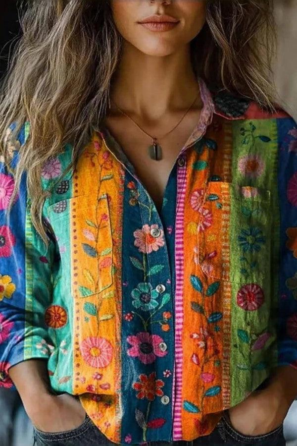 Chemise à col à imprimé floral unique