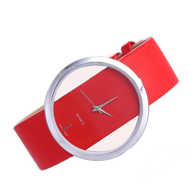 Montre à quartz élégante avec cadran transparent