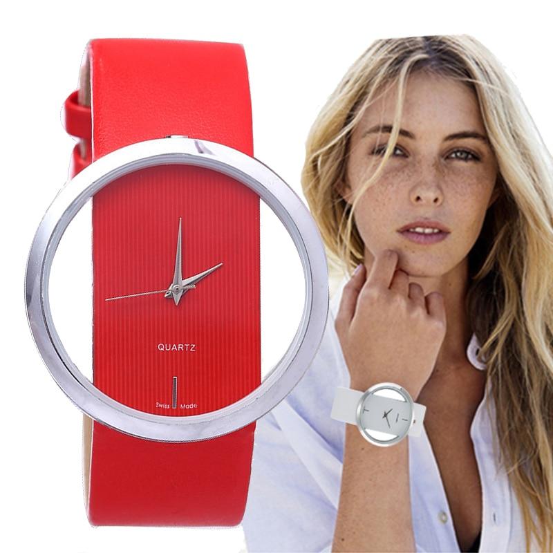 Montre à quartz élégante avec cadran transparent