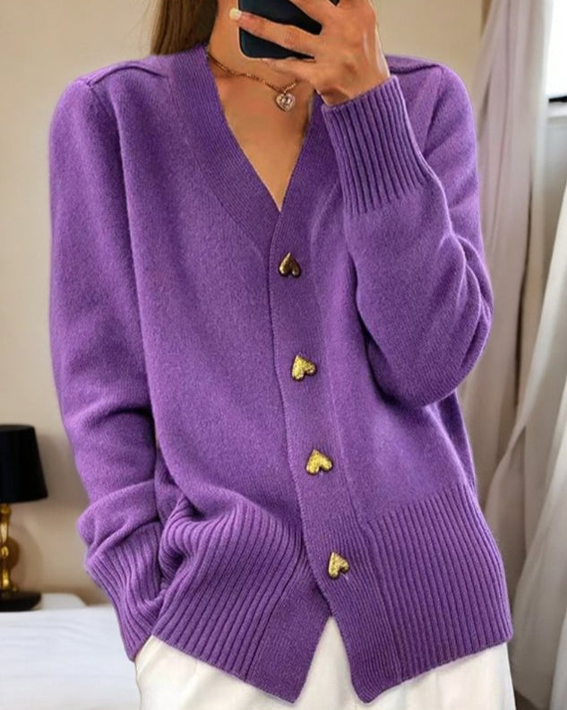Birgit - Cardigan élégant avec boutons coeur