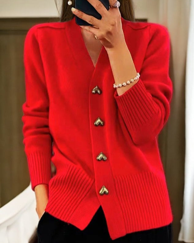 Birgit - Cardigan élégant avec boutons coeur