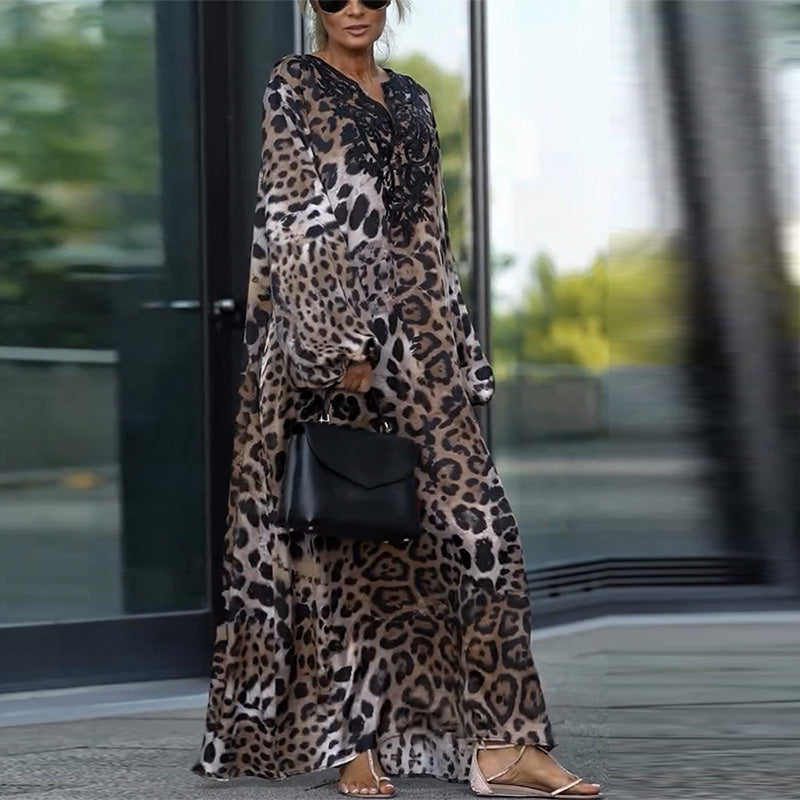 VIKI - ROBE CHIC DÉCONTRACTÉE À IMPRIMÉ LÉOPARD
