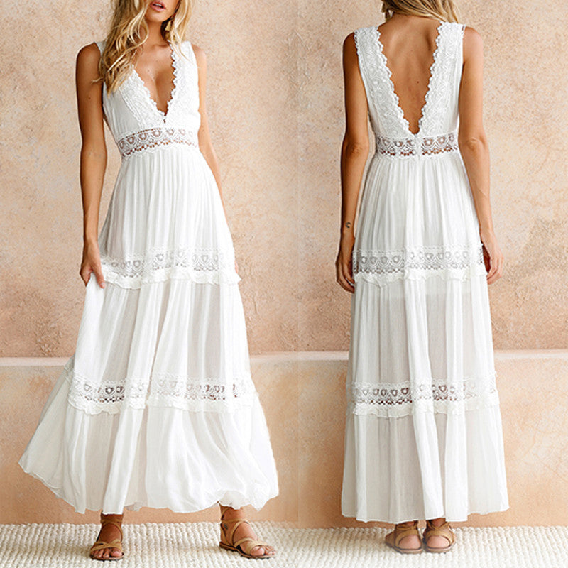 MISHA - ROBE LONGUE DÉCOLLETÉE EN V AVEC DOS EN DENTELLE
