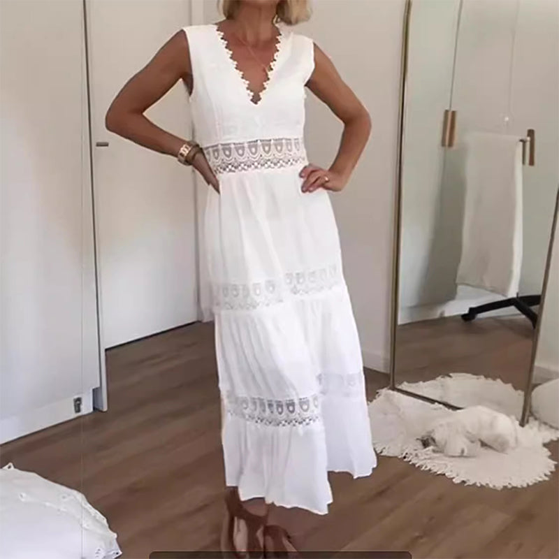 MISHA - ROBE LONGUE DÉCOLLETÉE EN V AVEC DOS EN DENTELLE