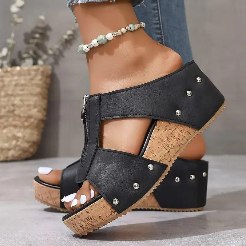 HAU - SANDALES À TALONS COMPENSÉS RAFFINÉES