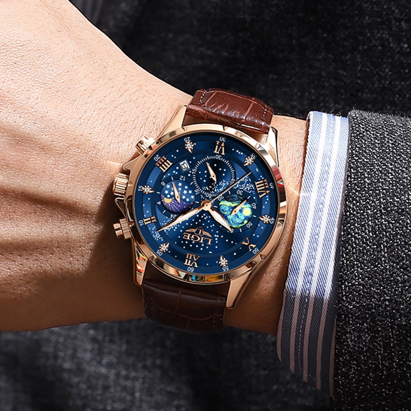 Montre élégante avec phases de lune