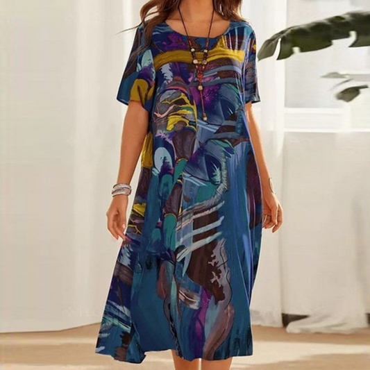 Yovi | Robe midi à imprimé artistique