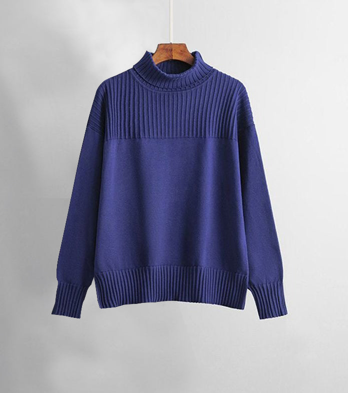 Ensemble deux pièces frais uni bleu foncé à manches longues