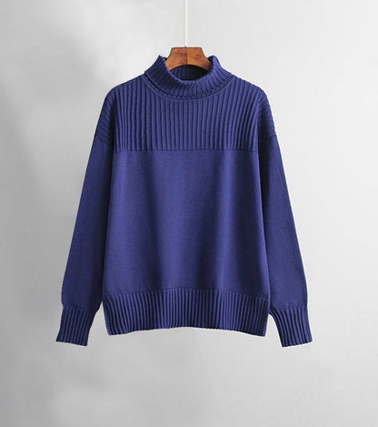 Ensemble deux pièces frais uni bleu foncé à manches longues