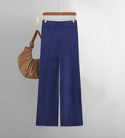 Ensemble deux pièces frais uni bleu foncé à manches longues
