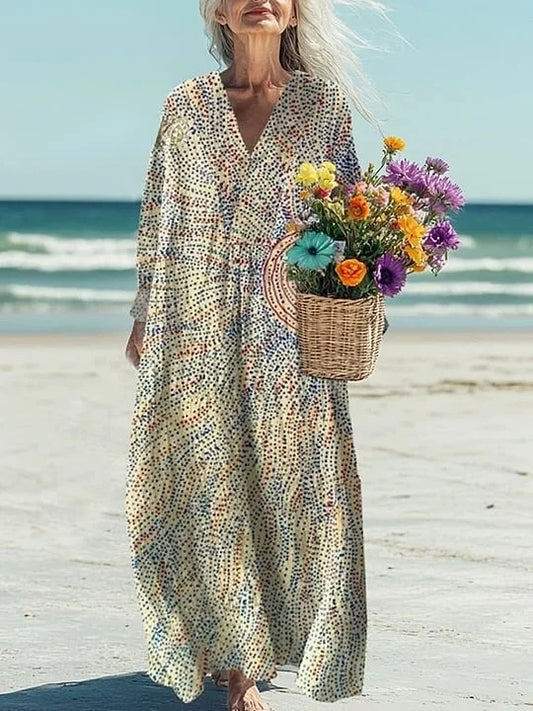Robe fluide à imprimé artistique vintage pour femmes