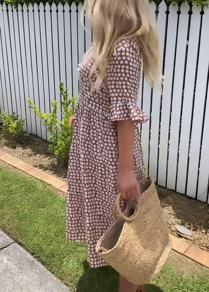 CRISTALE - ROBE MIDI FLUIDE À MANCHES COURTES